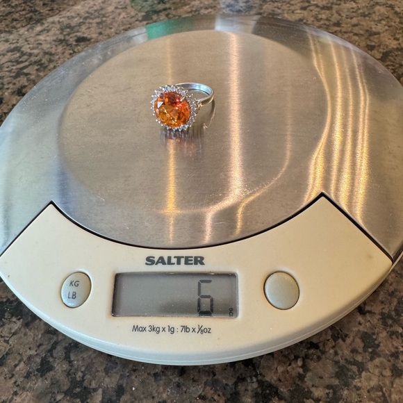 Stunning Sterling Silver Padparadscha Sapphire Ring Size 7.25 - Picture 14 of 16